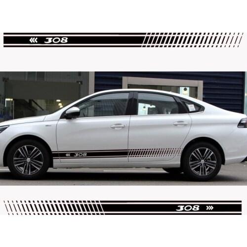 Stylish car body sticker vinyl body decal racing stripe sticker for Peugeot 308 Car accessories