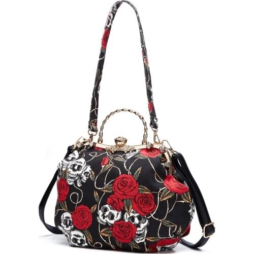 Annmouler Designer Bags for Women Canvas Shoulder Bag Skull Printed Crossbody Handbags Large Capacity Tote Bag Quality Messenger