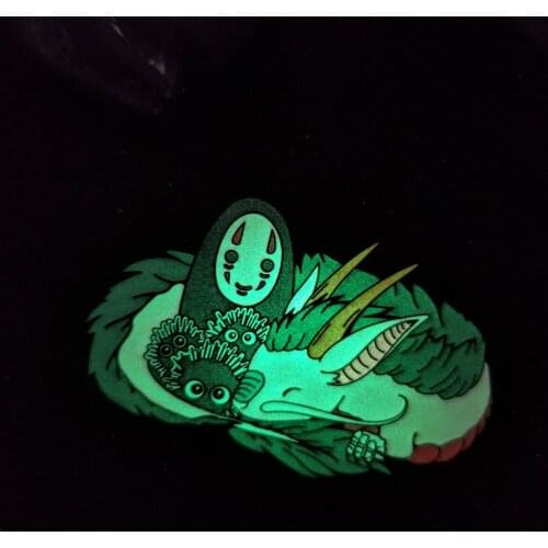 Luminous European And American Creative Faceless Male Brooch Cute Cartoon Hundred Matching Decoration Anime White Dragon Badge