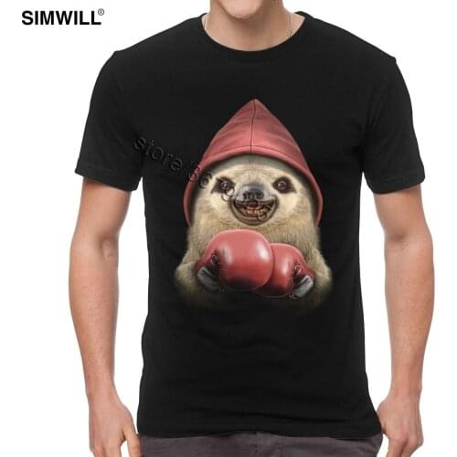 Funny Sloth Boxer Tee Shirts Men Short Sleeve Cotton T shirts Round Neck Animal T-shirt Classic Tops Clothing Plus Size