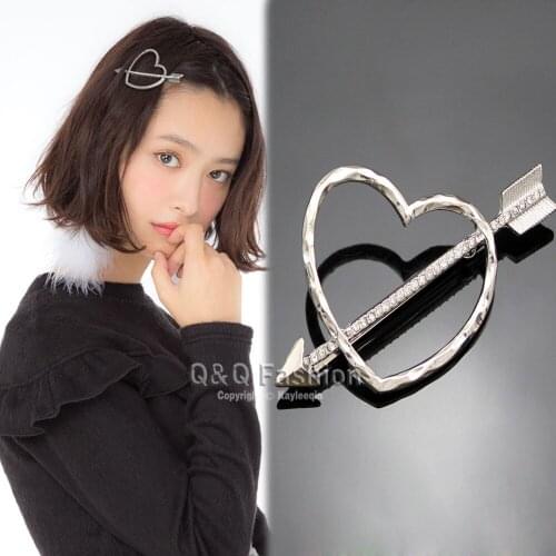 Prom Silver Plated Heart Diamante Arrow French Updo Hair Dress Snap Barrette Pin Clip Jewelry 2020 New