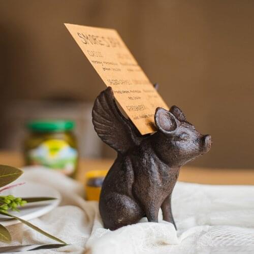 Iron Miniature Animal Figurine Flying Pig Octopus Home Decoration Accessories Mobile Phone Holder Business Card Holder Ornaments