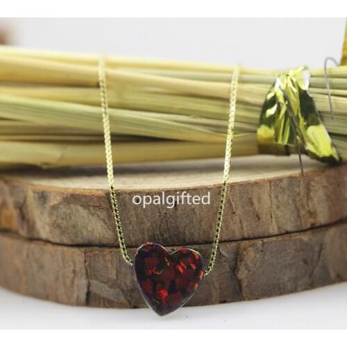 1pc/lot)OP71 Black Heart Synthetic 10mm Heart Fashion Opal Heart necklace with S925 silver box chain necklace for fashion gife