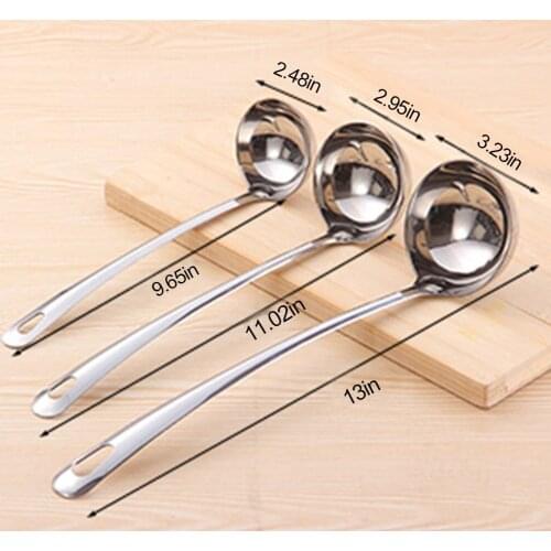 1pcs Thicken Stainless Steel Long Handle Ladle Spoon Big Soup Ladle Useful Kitchen Cooking Tool Utensil Tool Soup Spoon Dropship