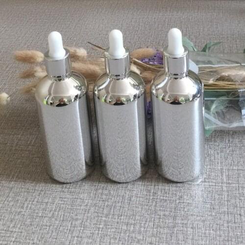 100ml empty glass dropper bottles w silver plated small perfume sample bottles refillable cosmetics bottles packaging