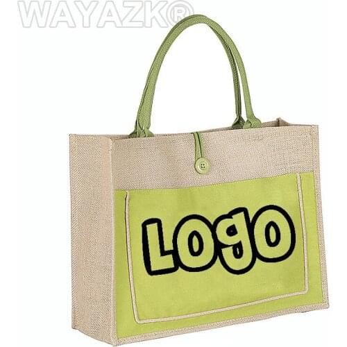 100pcs/lot personlized jute shopping bag with your logo design printed