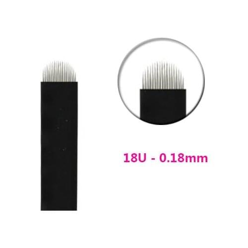 100 PCS 18 Pin U Shape Tattoo Needles Permanent Makeup Eyebrow Embroidery Blade For 3D Microblading Manual Tattoo Pen