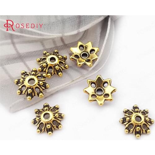 30488)100PCS 9*3MM Antique Gold Plated Zinc Alloy Flower Beads Caps Diy Jewelry Findings Accessories wholesale