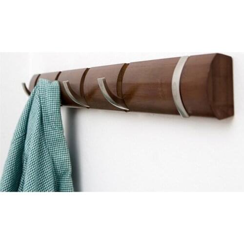 48.5CM Bamboo Wall Clothes Hook Multi-Function Bathroom Hook Door Coat Rack Wardrobe Storage Hanger