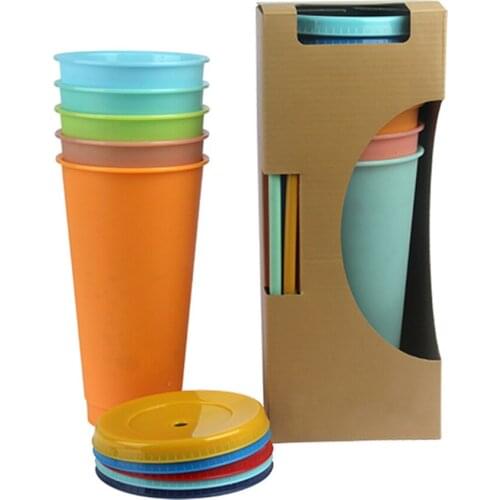 5pcs Color Changing Cups Reusable Cold Drink Cups Mugs Tumblers for Parties