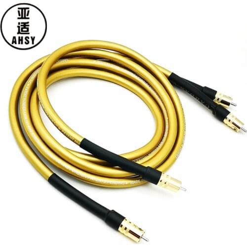 AHSY AUDIO One Pair Hifi Cardas 2RCA Cable Pure OCC HIFI RCA Interconnect Cable Public Versus Public