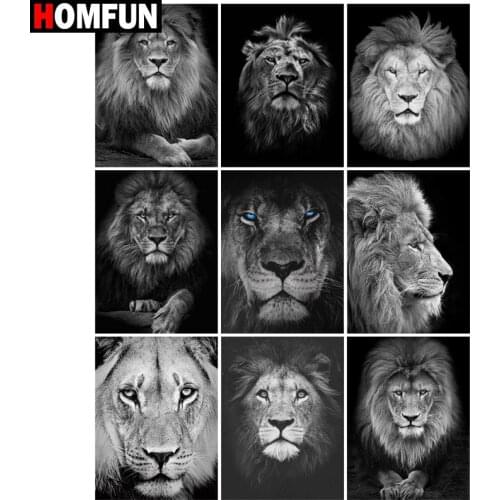 HOMFUN Full diamond Painting "lion Animal landscape" Resin Drill Embroidery 5D Diy Diamond Painting Handmade Cross Stitch gift