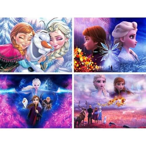 Disney 5D Diamond Painting Frozen New Arrivals Cartoon Sisters Princess Anna and Elsa Hobby Art DIY Full Drill Mosaic Home Decor