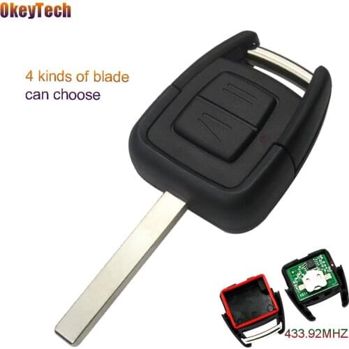 OkeyTech 433.92MHz Remote Control Uncut Blade Key Fob Case 2 Buttons Electronic ID40 Chip For Opel Astra Vectra Zafira Omega Key