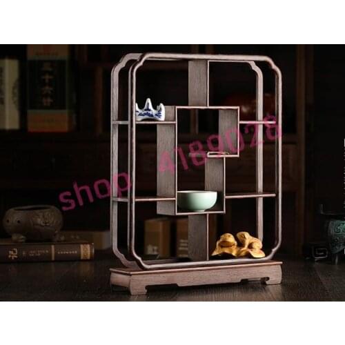 Solid wood chicken wing wood, vertical square (large size) curio shelves, ornament pendulum rack