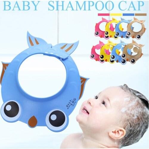 Baby Shower Cap Cartoon Goldfish Adjustable Ear Protector EVA Soft High Toughness Safety Children Shower Cap