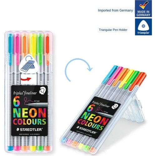 Staedtler Triplus Fineliner Pens Pack of 6 Neon Colours Case 334 SB6CS3