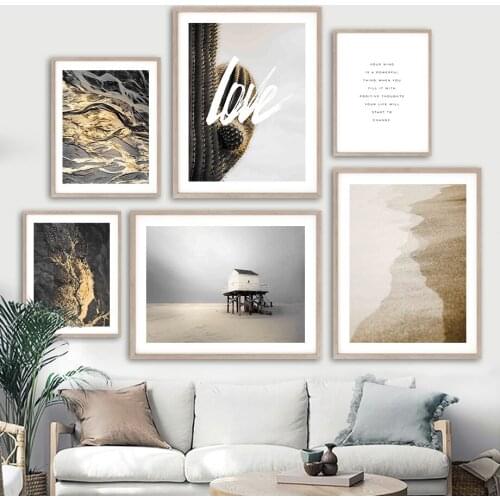 Cactus Beach Houses Desert Quote Abstract Wall Art Canvas Painting Nordic Posters And Prints Wall Pictures For Living Room Decor