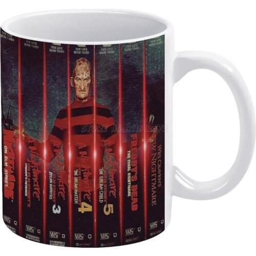 Nightmare On Elm St Collection White Mug Vintage Mug New Unisex Size Mug Jason Voorhees Michael Myers Halloween Nightmare on Elm