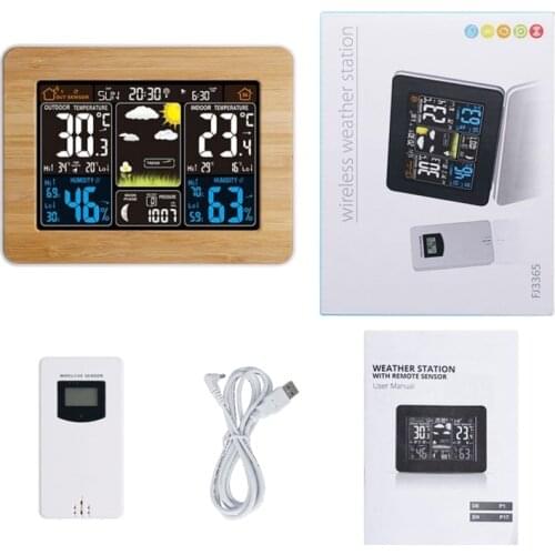 Forecast Weather Station LCD Screen Digital Alarm Clock RF Wireless Sensor Indoor Temperature Humidity Meter Barometer