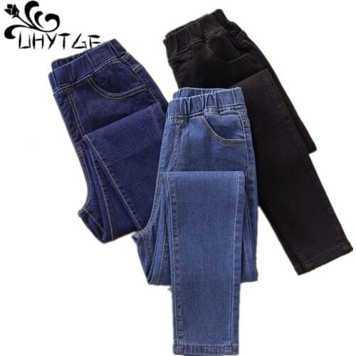 UHYTGF Fashion spring jeans Pants women temperament high waist Pencil ankle-length Denim Pants female casual plus size jeans 948