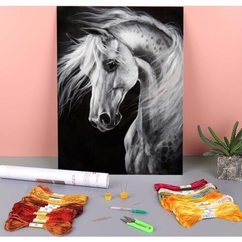 Animal Horse Pre-Printed 11CT Cross Stitch Complete Kit Embroidery DMC Threads Sewing Handicraft Handmade Painting Home Magic