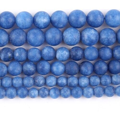 Natural Frosted Blue Kyanite Stone Round Loose Beads For Jewelry Making 6/8/10mm DIY Bracelet Necklace
