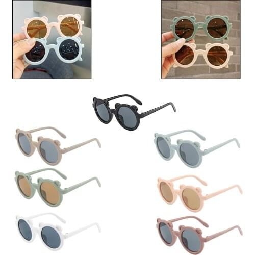 New Cartoon Bear Shape Small Frame Fashion Kids Sunglasses for Boys Girls Gift Beach Party Outdoor UV400