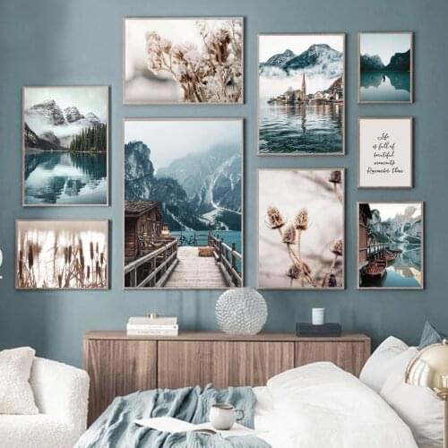 Autumn Morning Sunrise Landscape Painting Scandinavian Forest Nature Scenery Poster Print Nordic Art Wall Picture Home Decor