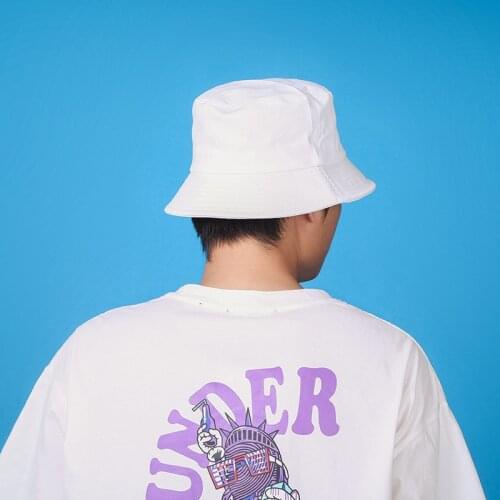 Black White Solid Bucket Hat Unisex Bob Caps Hip Hop Gorros Men women Summer Panama Cap Beach Sun Fishing boonie Hat