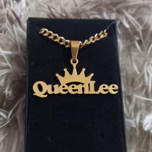 Customized Movable Big Pendant Crown Name Necklace Stainless Steel Bead Chain Personalized Nameplate Necklace Fashion Jewelry