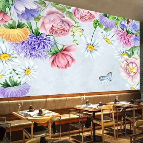 Custom 3D Wall Murals Wallpaper Retro Watercolor Hand Painted Flower Art Wall Painting Restaurant Bedroom Living Room Decoration