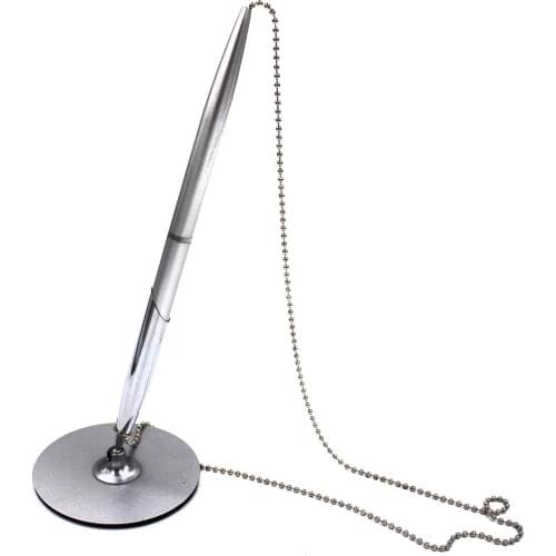 Metal Table / Desk ballpoint pen with 31.5inch (80cm) Bead chain and pen holder,Desktop Pen - Fashion office supplies