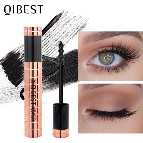 QIBEST Black Mascara Long-lasting Eyelashes Mascara Thick Lengthening Eyelashes Makeup Waterproof Mascara Volume Eye Cosmetics