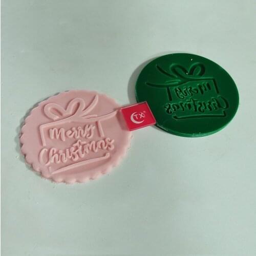 Merry Christmas Fondant Cake Press Stamp Embosser Cutter Acrylic Happy New Year Party Fondant Sugar Craft Cake Embossed Mold