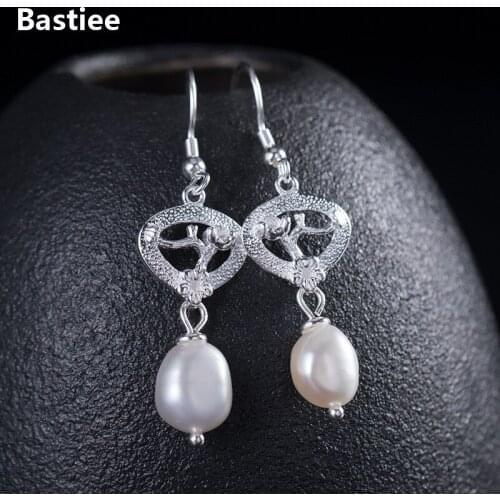 Bastiee Vintage Drop Pearl Earrings For Women 925 Sterling Silver Jewelry Branch Dangle Earing