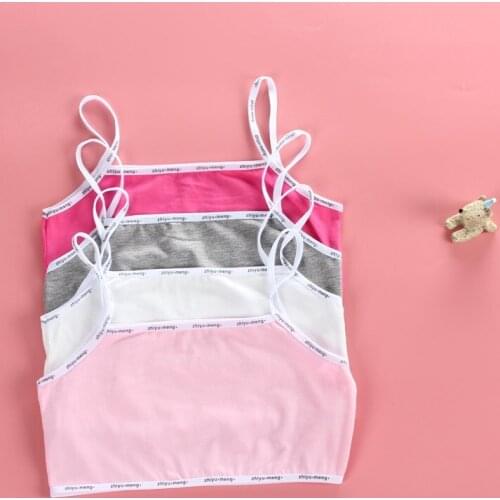 5Pc/lot Training Bra Underwear Solid Color Striped Printed Scoop Neckline Teenage Puberty Girl Wireless Bralette Vest