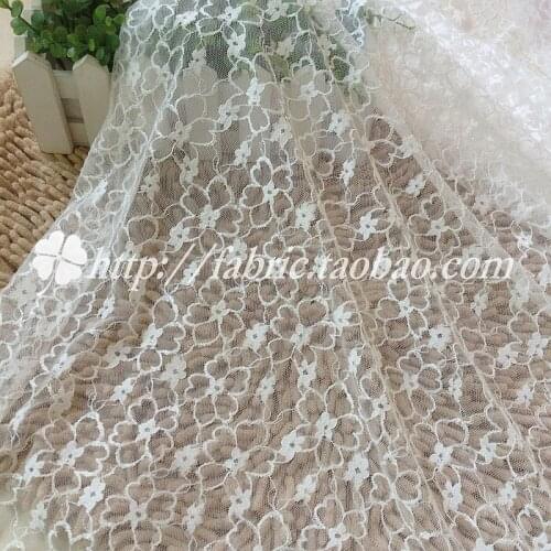 Cherry blossom lace fabric 130cm white wedding dress veil curtain lace handmade diy clothes accessories
