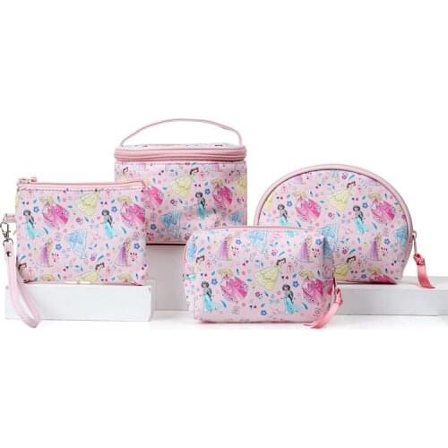 Disney genuine cartoon cute princess cosmetic bag PU waterproof wash bag large capacity portable travel storage bag