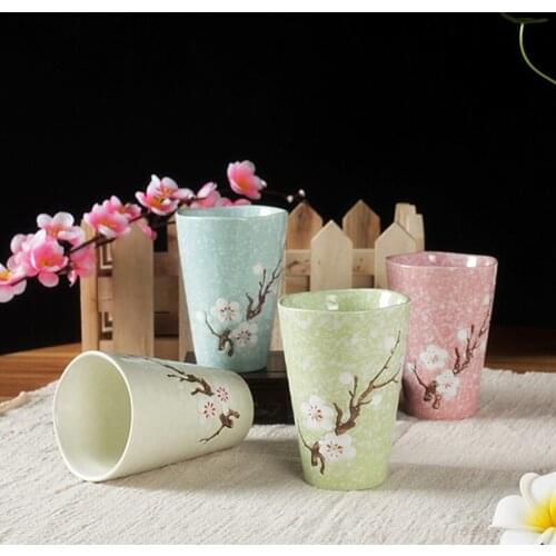 NEWYEARNEW 4piece/Lot Retro Coffee Mug Milk Hand Painted Birthday Valentine Gift Drinkware Water Lover Cup Tooth Glass