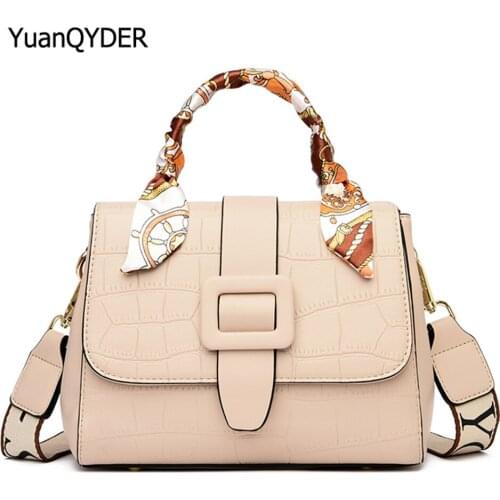 Silk Scarf Design Womens Handbag Luxury Designer Stone Grain Ladies Shoulder Bag High Quality PU Leather Women Crossbody Bags