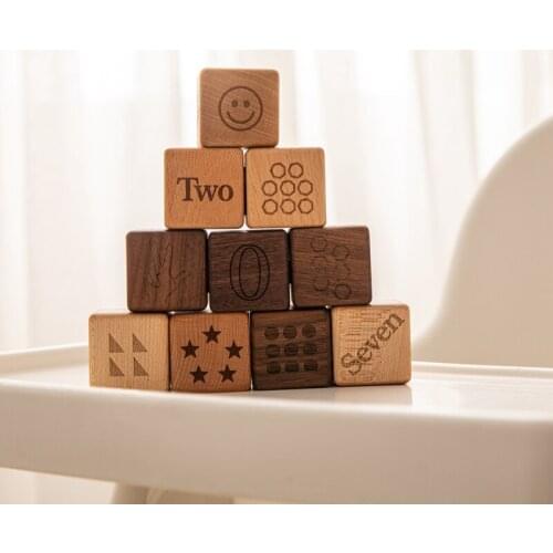 1 Set Multicolor Baby Puzzle Square Blocks Touch Hand Balls Wooden Wipeable Building Blocks Sensory Silicone Educational Toys