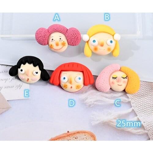 Girl Head Cabochons 10pcs cute Flat back Resin Cabochon Embellishments DIY Scrapbooking For Phone Deco