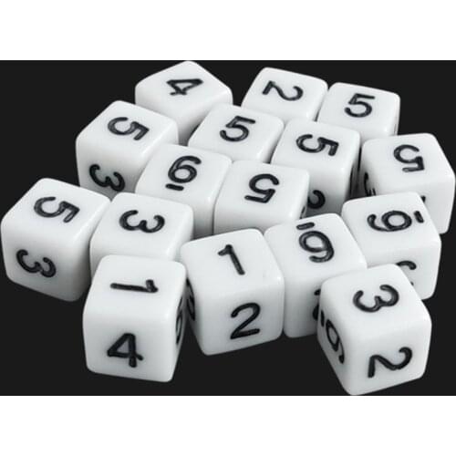 100pcs White Gaming Dice 8/10/16mm Standard Six Sided Decider Number Dice Birthday Parties Board Game Dice