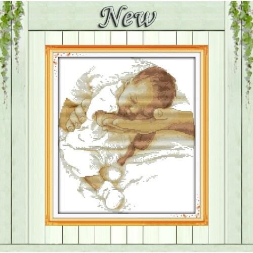 11CT printed,14CT unfinished embroidery cotton cloth DMC cross stitch Care baby boy Needlework kits,Home Decor Cross-Stitch Sets