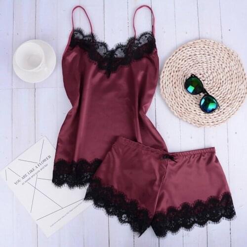 New Separate 2pcs Lace Sleepwear Women Beach Dress Lingerie Night Short Sleeveless Ladies Satin Nightgown Through La Sleepwear