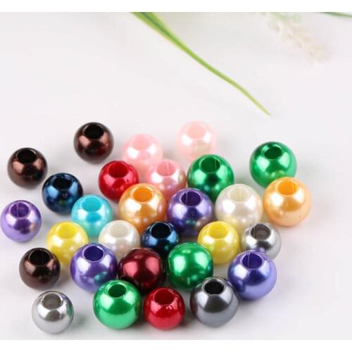 50pcs diy jewelry accessories color imitation pearl handmade bracelet necklace large hole bead material plastic loose beads