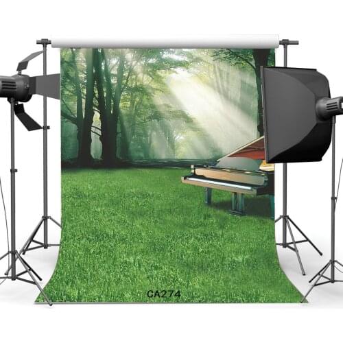 5x7ft Photography Backdrop Rural Nature Sunshine Forest Tree Piano Music Grass Field Scene Toddlers Portraits Background