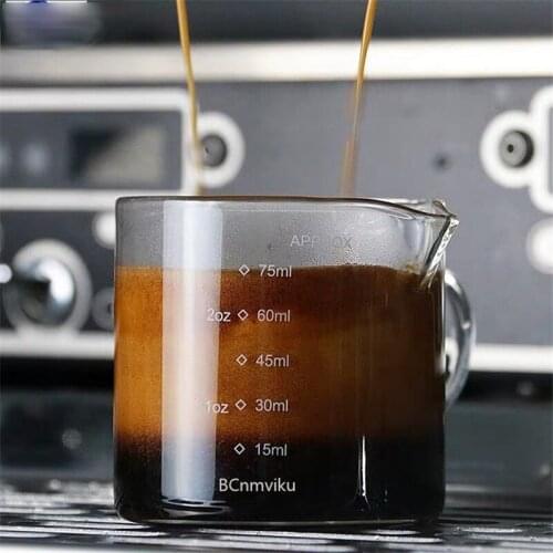75ml Heat Resistant Glass Measuring Cup Jigger for Espresso Coffee Small Milk Coffee Cup Double-mouthed Ounce Cup