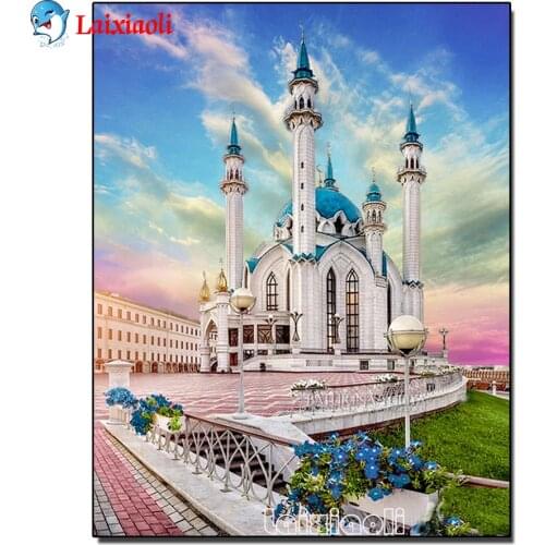 Full Square round Drill Diamond Painting Cross stitch Kazan Mosque Diamond Embroidery Muslim church Rhinestone Mosaic Decor Gift